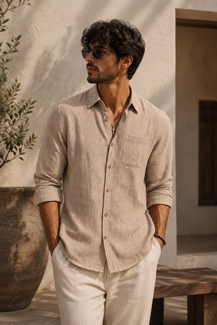 Beige Linen Shirt